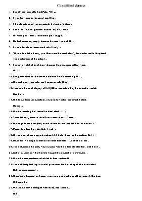Bài tập Conditional clauses